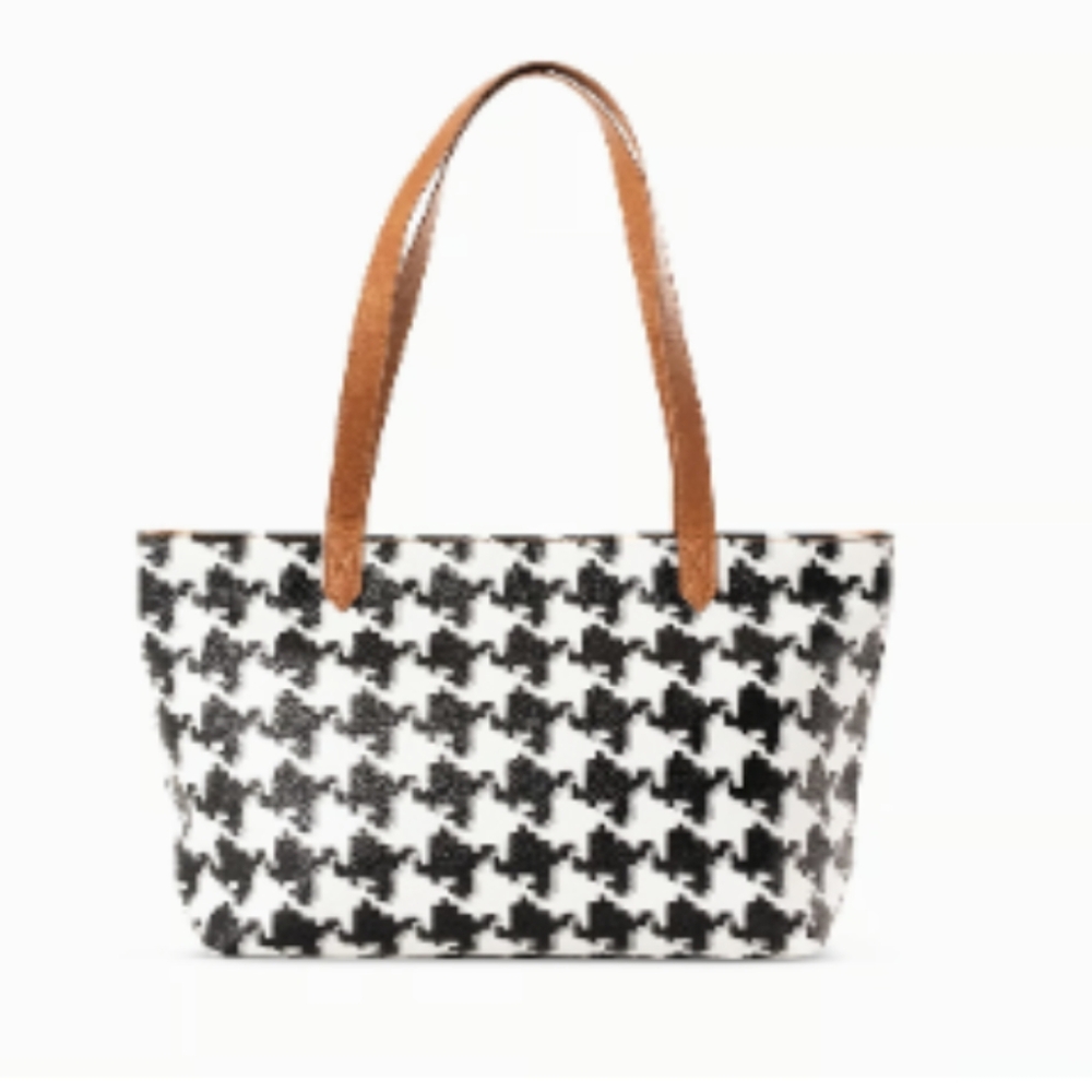 Thirty-One Houndstooth Modern Tote with Brown Handles *New In Package*
